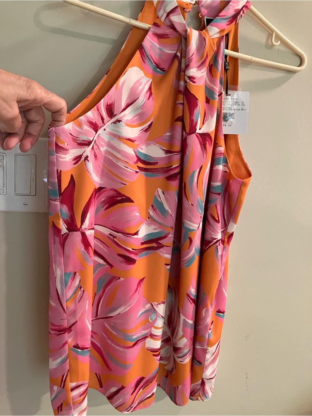 Vibrant Pink & Orange Tropical Print Women's Blouse